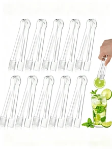 6/10pcs 6.3 Inch Clear Mini Buffet Tongs, Reusable Multi-Purpose Plastic Food Clips, Dishwasher , Suitable For Ice Cubes, Sugar Cubes, Salad, Desserts, BBQ, Cookies, Parties, Coffee Shops And Home Use - Transparent - View 2