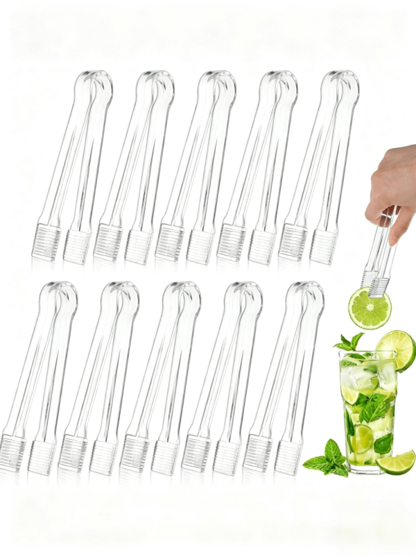 6/10pcs 6.3 Inch Transparent Mini Buffet Tongs, Multi-Purpose Food Clips, Ice Cube And Sugar Cube Tongs For Tea/Coffee Bar, Reusable Salad, Dessert, BBQ, Cookie Serving Tongs, Dishwasher Plastic Utensils, Suitable For Summer Parties, Catering, Cafes And Home Daily Use