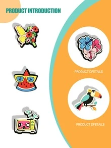 20pcs/Set Summer Island Theme Shoe Charms, Suitable For DIY Perforated Shoes, Ideal Gift For Friends - Multicolor - View 4