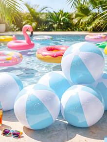 6 Peças - Bolas de Praia Infláveis (Com Bomba), Bolas Decorativas de Cor Suave, Acessórios para Piscina, Decorações de Festa em Material PVC de Cor Macaron, Adequado para Decoração de Festa de Aniversário de Verão para Adultos, Festa na Piscina de Verão, Despedida de Solteira, Presente de Aniversário e Atividades na Praia, Suprimentos de Verão ao Ar Livre, Jogos de Praia para Adultos, Suprimentos para Piscina. (Rosa, Azul) - Bola de praia - Visão 7