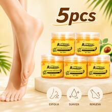 5pcs Crema exfoliante y de masaje a base de hierbas para el cuidado de los pies, que contiene extractos naturales como la miel; este exfoliante es ideal para el cuidado de los pies. Su textura con partículas finas limpia y exfolia eficazmente, previniendo los problemas cutáneos en los pies. - 5 piezas - Ver 1