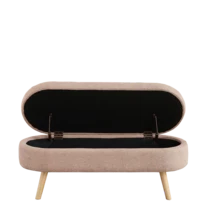 Storage Bench Beige Chenille 110cm – Space-Saving For Entryway, Bedroom, Living Room - 粉色 - 查看 7