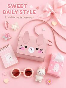 XD 1pc PU Magnetic Buckle Fashion Cartoon Rabbit 3D Ear Shoulder Crossbody Bag, Cute Mini Children's Coin Purse, Suitable For Various Occasions, Comfortable Shoulder Strap, Multi-Functional And Versatile, Perfect For Outdoor Activities, Play, Commuting, Ideal Gift For Kids - Multicolor - View 7