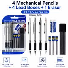 專業機械鉛筆套組,含 4 支金屬製製圖鉛筆,多尺寸 0.5/0.7/0.9/2.0mm 可替芯自動鉛筆套件,適用於學生、藝術家、工程師、設計師與辦公室使用 - 多款 - 查看 2