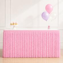 Pink Fringe Table Skirt – 275*75CM Party Decoration For Birthday, Baby Shower, Wedding - Multicolor - View 2