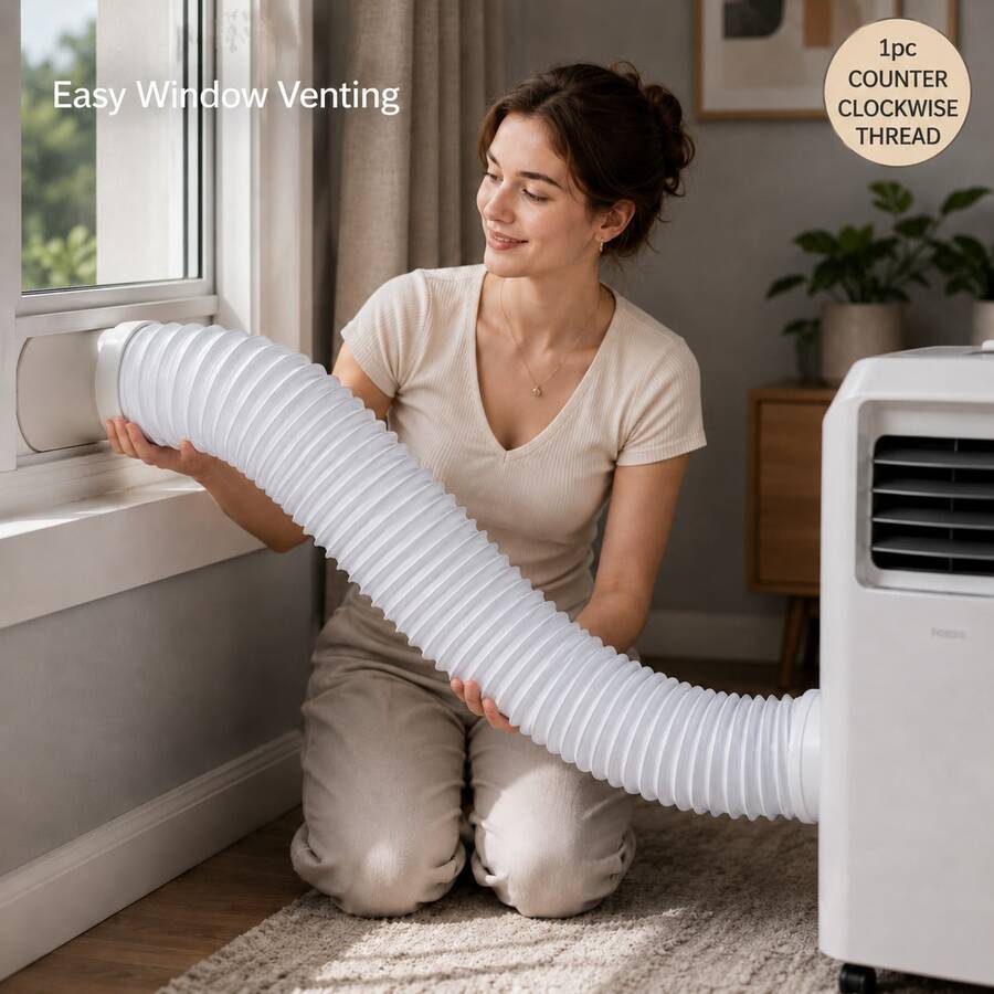 1pc 5.12 Inch Portable Air Conditioner Exhaust Hose, Flexible PP Material Replacement Air Vent Hose, Counter-Clockwise Thread Universal Telescopic Ventilation Pipe, Suitable For Mobile Air Conditioner, Bedroom, Living Room, Office, Home Cooling And Summer Heat Essential - A - View 1