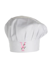 1pc Women's Satin Chef Hat, Customized Floral Initial, Adjustable Personalized Letter Kitchen Cap, Suitable For Bakery, Restaurant, Cooking Work Headwear - Multicolor - View 69
