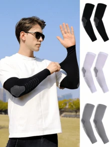 Men's Long Ice Silk Sun Protection UV-Resistant Arm Sleeves, Loose Fit Summer Sports Cycling High Elasticity Cooling Elbow Sleeves, Seamless Polyester (Polyester) Breathable Quick-Dry Ice Silk Sun Protection Sleeves, Suitable For Outdoor Hiking - Multicolor - View 2