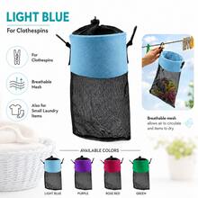 1-2pcs Mesh Clothespin Bag With Drawstring Closure, Hanging Clothes Peg Holder With Strap And Metal Hooks, Wide Mouth Laundry Storage Organizer - Multicolor - View 13