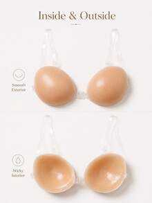 Transparent Strap Invisible Adhesive Bra For Women, Seamless Deep V Push-Up Anti-Slip Lingerie, Adjustable Comfortable Backless Design - Multicolor - View 9
