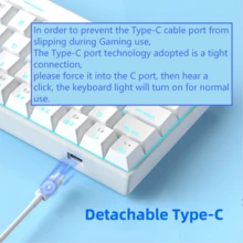 MageGee Star61 Mini Teclado Mecánico 60%, 61 Teclas Teclado de Juego Compacto con Retroiluminación LED, Teclado Multidispositivo Pequeño, Teclado Portátil con Retroiluminación, Adecuado para Portátil, Escritorio, Computadora, PC, Interruptor Blanco/Interruptor Rojo - Blanco - Ver 5