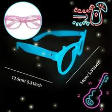6pcs Random Color Glow-In-The-Dark Party Glasses, Plastic Colorful Fluorescent Glasses Frames, Suitable For Festival Events, Birthday Parties, Bars, Atmosphere Photo Props - Multicolor - View 4