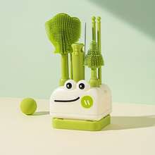 8-In-1 Silicone Baby Bottle Brush Set, Portable Storage Box, Cute Cleaning Brush With Foldable Drying Rack, Suitable For Travel - Multicolor - View 12