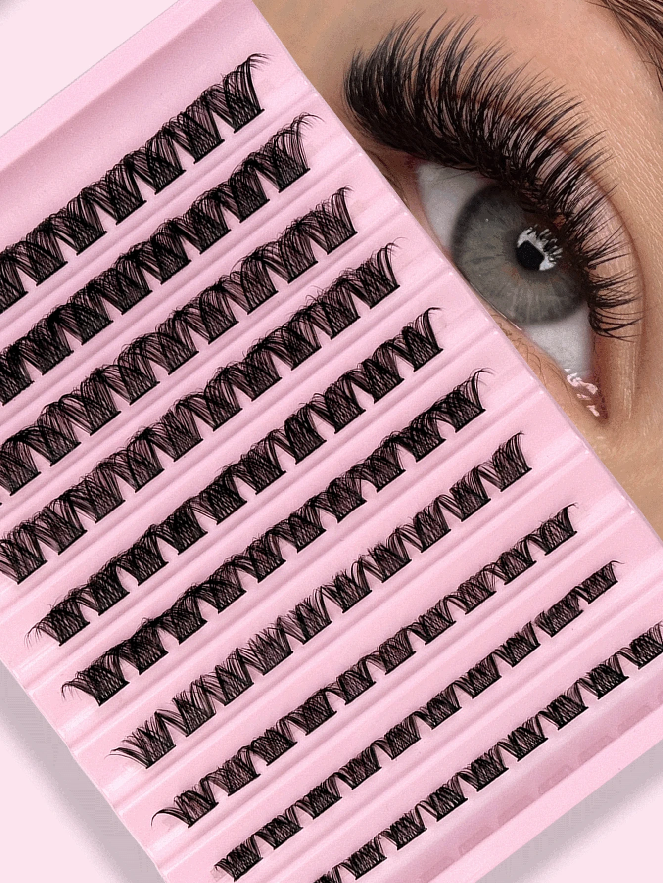 100 Clusters D Curl 8-16MM Lashes Wispy Fluffy Volume Lash Clusters Soft Glam Individual Lashes DIY At Home Reusable False Eyelashes For Daily Wear Natural Look - D - 查看 1