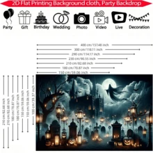 1pc Halloween Happy Background Banner, Graveyard Ghost Castle, Carnival Festival Celebration Event Party Decoration, Outdoor Entrance Room, Halloween Living Room Tapestry, Garden, Terrace Atmosphere - A - View 2