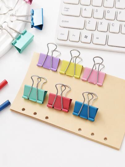 20 peças de Clipes de Pasta Coloridos, Clipes de Papel, Conjunto de Artigos de Escritório, Organizador de Secretária, Armazenamento, Material Escolar, Suporte para Documentos, Grampos de Metal, Acessórios de Espaço de Trabalho para Professores, Alunos e Home Office