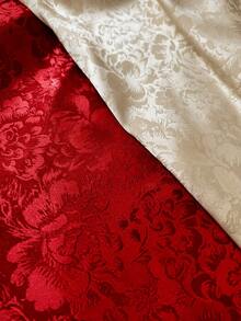 Vintage Rose Floral Jacquard Fabric, Deep Red Embossed Floral Pattern Textile, Wrinkle-Resistant Luxury Fabric, Suitable For Dresses, Skirts, Cushions, Curtains, Table Runners, DIY Sewing, Wedding Decoration Fabric - 1 - View 10