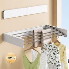 Varal de Parede Mágico Retrátil Branco 60/70/80/90/100/120cm Embutir Dobrável Grande Ajustável - Visão 6