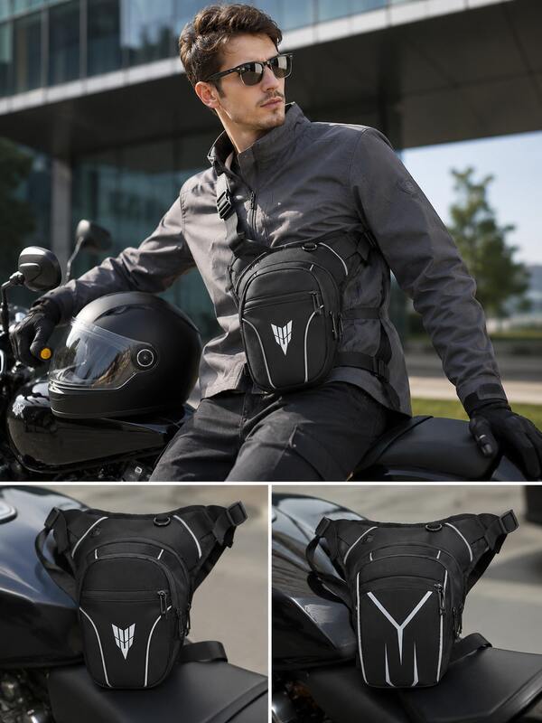 Motorcycle Leg Bag Hard Shell Thigh Bag Adjustable Waist Bag/Crossbody Chest Bag Multi-Pocket Riding Phone Storage Bag With Leg Strap Outdoor Cycling Hiking Travel Waist Bag