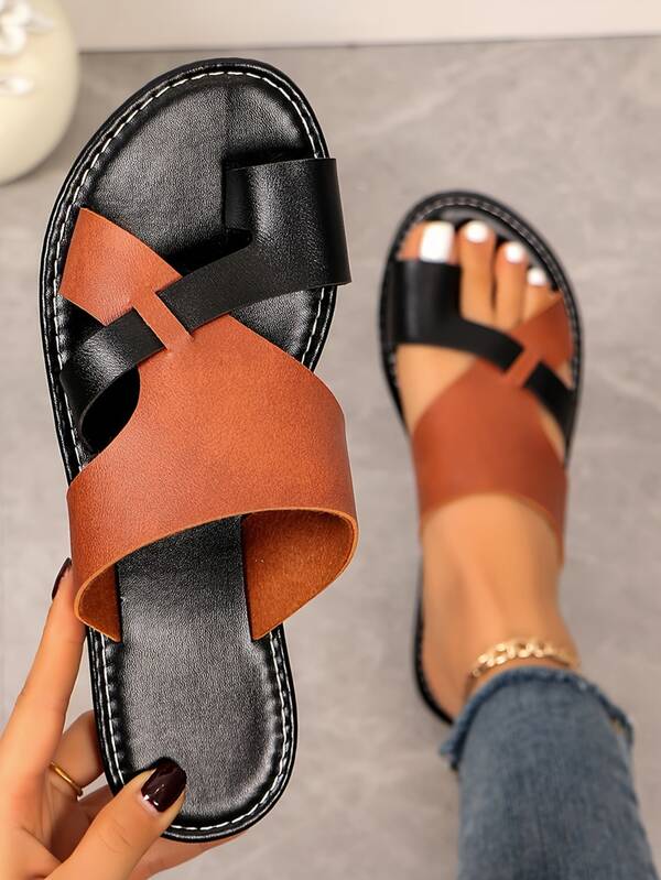 Plus Size Women's Vintage Solid Color Buckle Wedge Platform Sandals