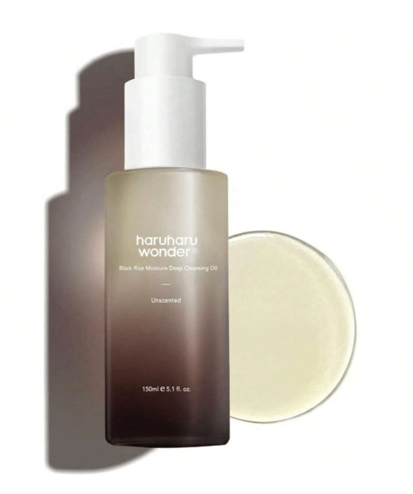 HaruHaru Wonder Haruharu Skin Care Wonder Black Rice Moisture Deep Cleansing Oil 150ml – Hydrating Oil Cleanser Formula, K‑Beauty, Gently Melts Waterproof Makeup & SPF, Fragrance Free Sensitive Skin Friendly, Non‑Comedogenic, Makeup Remover,Skincare