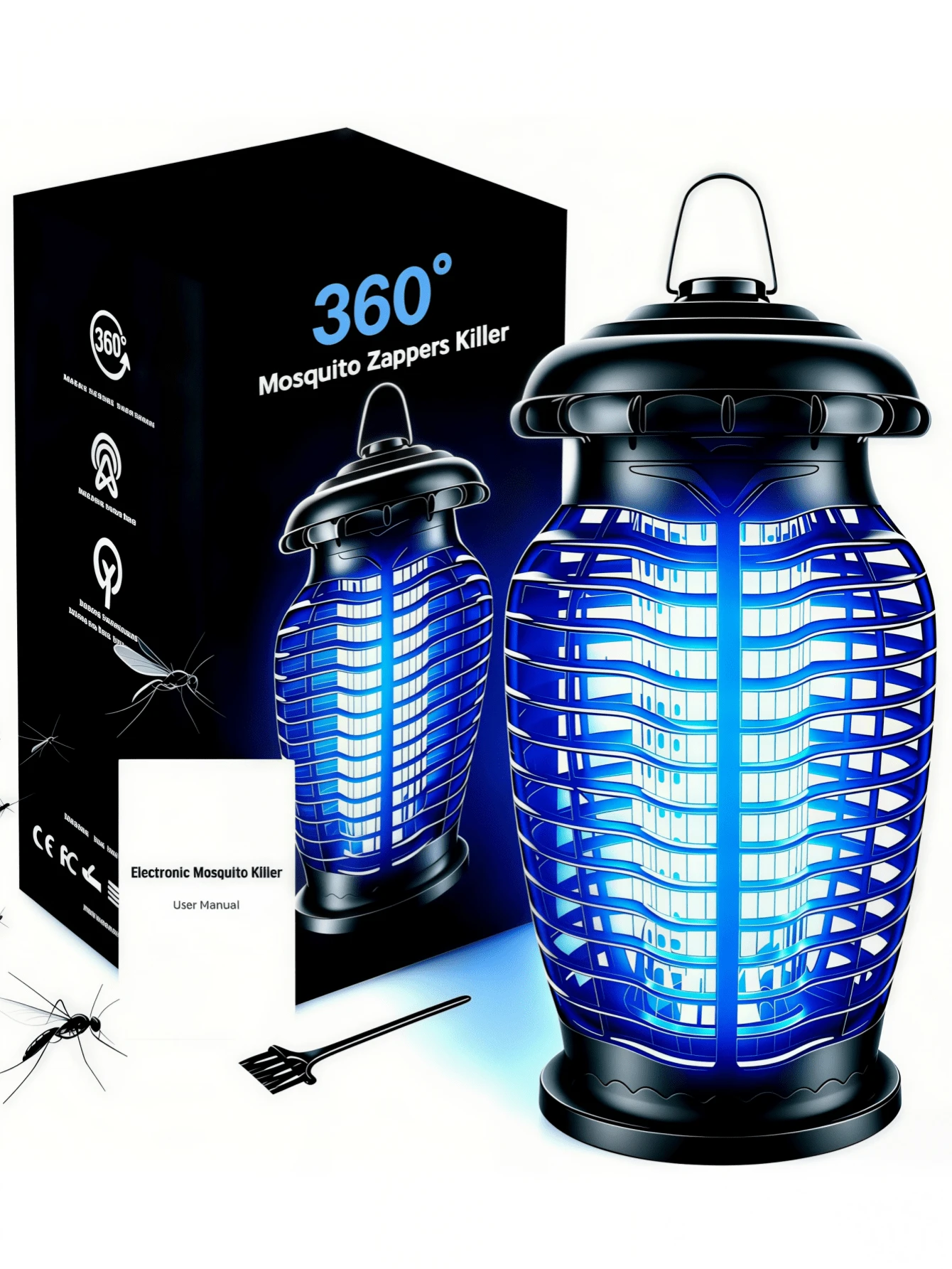 LMMAKE 1PC Electric Bug Zapper Lamp, Mosquito Fly Insect Killer Trap, Indoor Outdoor Pest Control Bug Catcher, Electric Insect Eliminator For Home Backyard Garden Patio Use