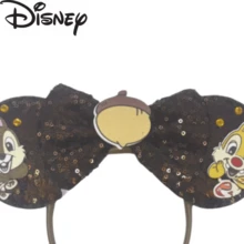 Disney Princess Crown Design Sequin Mouse Ear Headband, Black And White Contrast Bow Hair Accessory, Suitable For Travel And Themed Events - Multicolor - View 8