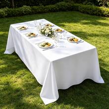 1pc White Wrinkle-Resistant Polyester Tablecloth - Suitable For Halloween, Christmas, Birthday Party Decoration, Outdoor Picnic, Wedding, Camping, Kitchen - White - View 5