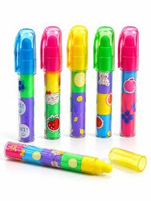 12pcs-Fruit Cartoon Pen-Shaped Erasers, Macaron Color Detachable Building Block Erasers, Back To School Stationery Reward Gifts C, First Day Of School - Multicolor - View 7