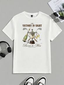 Golfpokal mit Champagner und Schl?gern symbolisiert Siegergeist und Erfolg Herren Shirt für Sieger X - Weiss - Übersicht 3