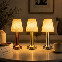 LED Fabric Shade Table Lamp, USB Rechargeable, 3-Color Adjustable Brightness, Touch Switch, Ambient Night Light, Handmade Fabric Shade, Compact And Portable, Room Decor, Commonly Used In Study, Living Room, Bedroom, Bedside, Picnic, Camping, Modern Home Fashion Design - Tricolor Light - View 7