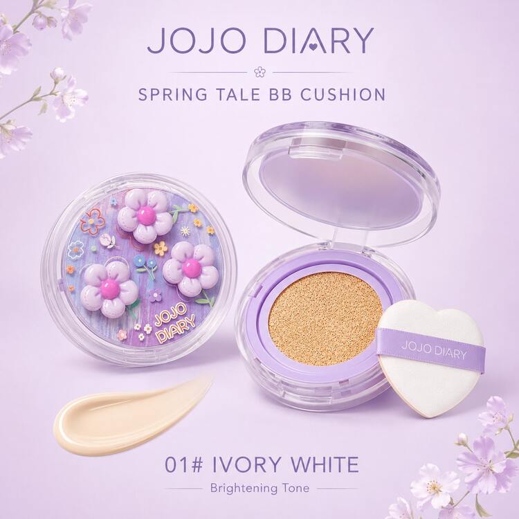 JOJO DIARY Spring Tone Cushion BB Cream, Ultra-Lightweight Full Face Coverage, Waterproof & Sweat-Resistant, Long-Lasting, Natural Creamy Skin Finish, CC Foundation For Morning Commute, Suitable For All Skin Types - Multicolor - View 11