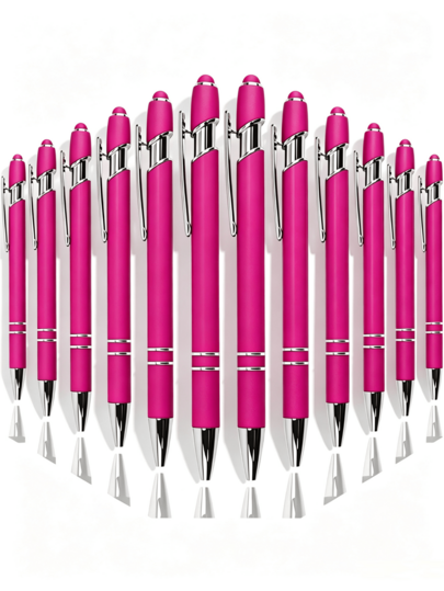 22pcs Retractable Ballpoint Pen Set, Dopamine Rose Pink Large Capacity Neutral Pens, Black Ink, Comfortable Grip Quick Dry, Smooth Writing, Screen Touch Compatibility (2-In-1 Design), Perfect For Note-Taking And Writing, Ideal Office And Study Supplies, Birthday, Christmas, Halloween, Valentine's Day, New Year, Friend Gifts And Easter Gifts