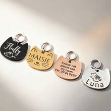 [Double-Sided Customized] 1pc Personalized Pet ID Pendant Tag, Customized Dog Name Tag, Engraved Customized Cat Tag, Heart Pattern, Dog ID Pendant Pet Collar, Beautiful Pet Accessories - Multicolor - View 3