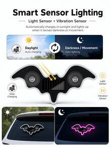 Breathing Heartbeat Atmosphere Light, Solar Window Decorative Light, Suction Cup Bat Light, Yard Decorative Light - Bat - View 9