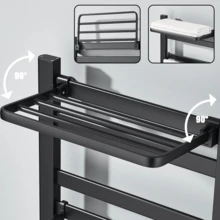 Zhuomixer Matte Black Heated Towel Rail 8 Bars Wall Mounted Electric Towel Warmer Plug In Bathroom Towel Heater Stainless Steel Towel Drying Rack For Bathroom - 48.5 X 96 cm - View 6