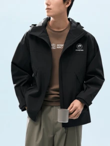 CAMEL CROWN Men's Single-Layer Hardshell Outdoor Jacket, Comfortable, Water-Repellent, And Lightweight Hiking Mountaineering Jacket Suitable For Spring - Phantom Black - View 3