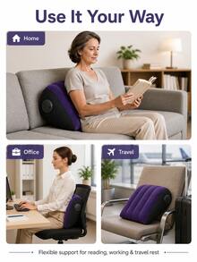 1pc 48x36x16cm Inflatable Wedge Travel Neck Pillow, Portable Triangular Inclined Cushion, Adjustable Multi-Position Comfortable Head, Neck, And Waist Support, Suitable For Side Sleeping, Flat Lying, Sitting, Home, Office, Airplane, Road Trip, Camping, Summer Travel, July 4th - Multicolor - View 2