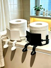 Creative Human-Shaped Toilet Paper Holder, Unique Newspaper Reading Toilet Paper Holder - Fun Sitting Design, ABS Plastic, Suitable For Bathroom, Bedroom And Living Room Storage Decoration, Gift For Friends/Family/Hostess, Toilet Paper Roll Holder, Tissue Box - Multicolor - View 7