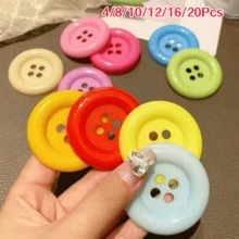 4/8/10/12/16/20Pcs Colorful Large Decorative Buttons, Creative Handmade DIY Materials, Candy Color INS Style Clothing Accessories, Versatile Buttons Brooches Hair Accessories, Plastic Material, Suitable For Clothing Decoration, Jute Ribbon Rope And Wedding Crafts, Used For Gifts And Party Decoration, Random Color - Multicolor - View 2