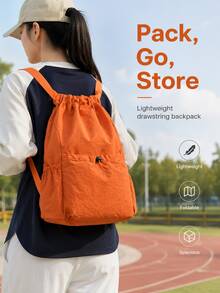 Solid Color, Large-Capacity School Backpack, Multi-Pocket Casual Hiking Backpack, Multi-Compartment Backpack, Short-Distance Travel Bag, Perfect For Girls/Students, Ideal For Outings, Travel, And Back-To-School Season. - Multicolor - View 5