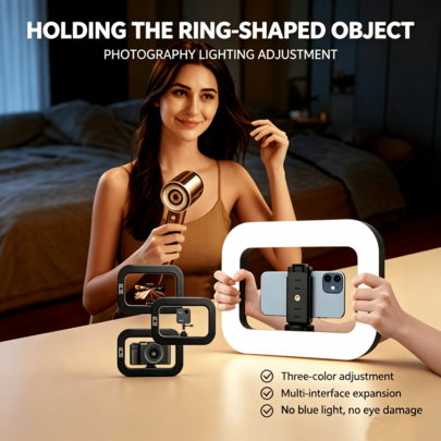 LED Handheld Ring Light, Portable Multi-Function, Equipped With Large Capacity Battery, Long Battery Life. Features 45 Lighting Effect Modes, Brightness And Flashing Frequency Can Be Continuously And Freely Adjusted. Suitable For Product Photography