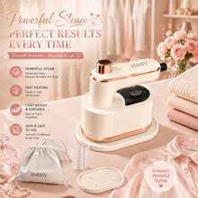 ISRBV Foldable Handheld Steam Iron In Cream Gold Finish, Complete With Heat-Resistant Base, Measuring Cup And Branded Storage Bag. It Supports Dry & Wet Ironing To Remove Fabric Wrinkles Easily. Compact Foldable Design For Home, Office And Travel Use. - US A Type Plug(110-127V) - View 8
