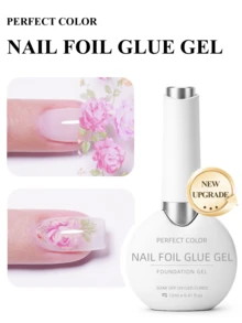 PERFECT COLOR 美甲箔紙貼紙用箔膠 12ml 轉印膠，美甲 DIY 愛好者適用，需搭配 LED 燈，可浸泡卸除，2件/1件 - 無色 - 查看 12