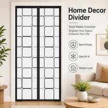 Magnetic Grid Door Curtain, Insulated Screen Door With Auto-Closing Magnetic Blocks, Cold And Hot Air Barrier Door Cover, Semi-Transparent Partition Curtain, Weighted Bottom Design, Easy Passage, Suitable For Air-Conditioned Rooms, Kitchens, Balconies, Patios, Pet-Friendly, Multiple Sizes Available - EVA Black Grid Air Conditioning Screen Door - View 5