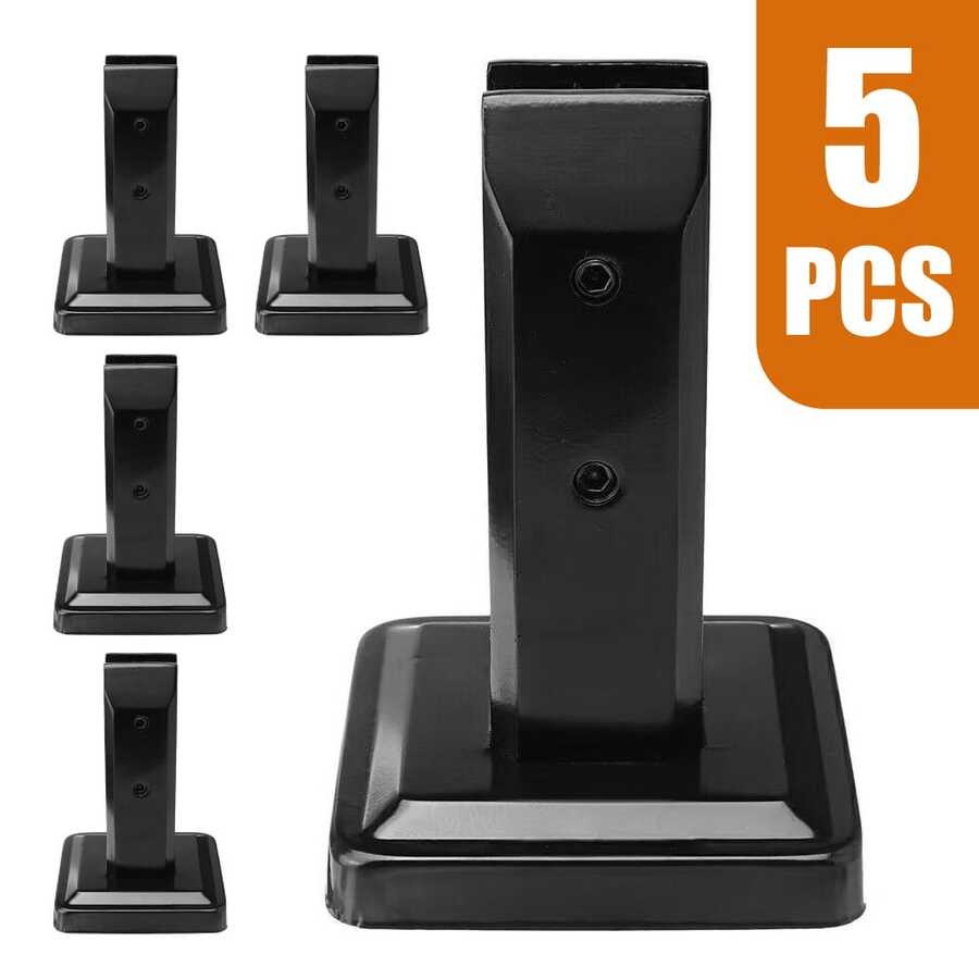 5 Pack 304 Stainless Steel Clamp Glass Panel Pool Fence Staircase Bracket Spigot Square Black - Black - View 1