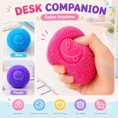 Smiling Face Soft Spiky Sensory Squeeze Toy, Multi-Color Soft Granular Texture, Suitable For Party Favors, Birthday Return Gifts, Desk Relaxation And Gift Bag Fillers, Educational Toy For Kids