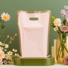 50入加厚耐用手提禮品袋 金色包邊塑膠派對糖果袋 防水純色包裝袋 適用於購物中心、購物、送禮及各種節日派對 - J-多色 - 查看 14