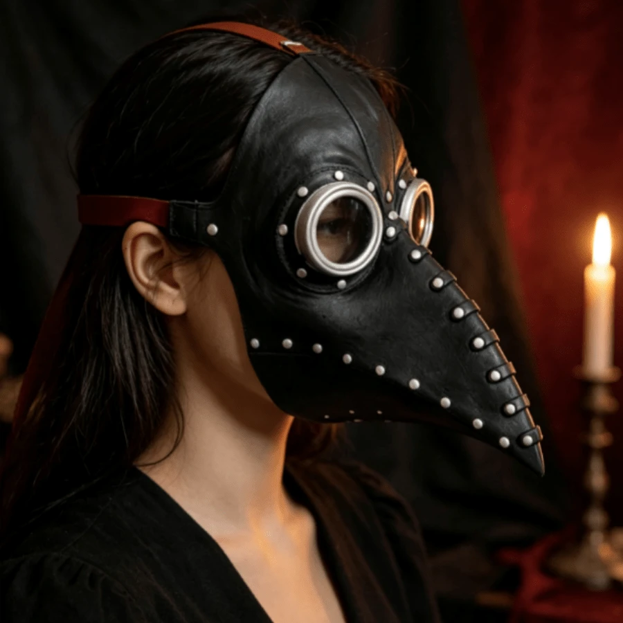 1 buah Topeng Paruh Burung Halloween Hitam, Topeng Paruh Burung Dokter Wabah Steampunk Populer - beraneka warna - View 1