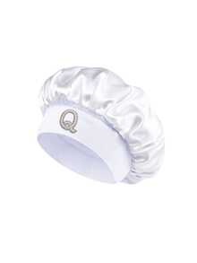 1pc Pearl Letter Print Satin Sleep Cap, Elastic Wide Band, Silky Hair Protection Cap, Suitable For Women's Night Sleep, Travel And Daily Hair Care - Multicolor - View 64